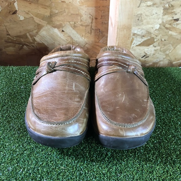 LL Bean Brown Tan Leather Slip On Mules Women’s 9 Made in Brazil - Picture 2 of 9